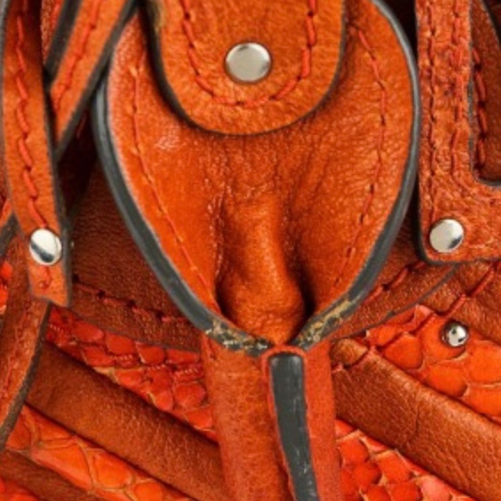 Chloe Orange Leather And Python Large Dome Padding - image 5